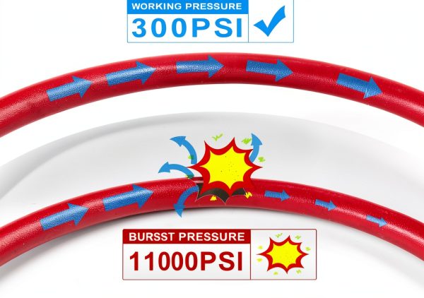Hromee Red Rubber Air Hose 12 Inch 300 PSI HR4163-5