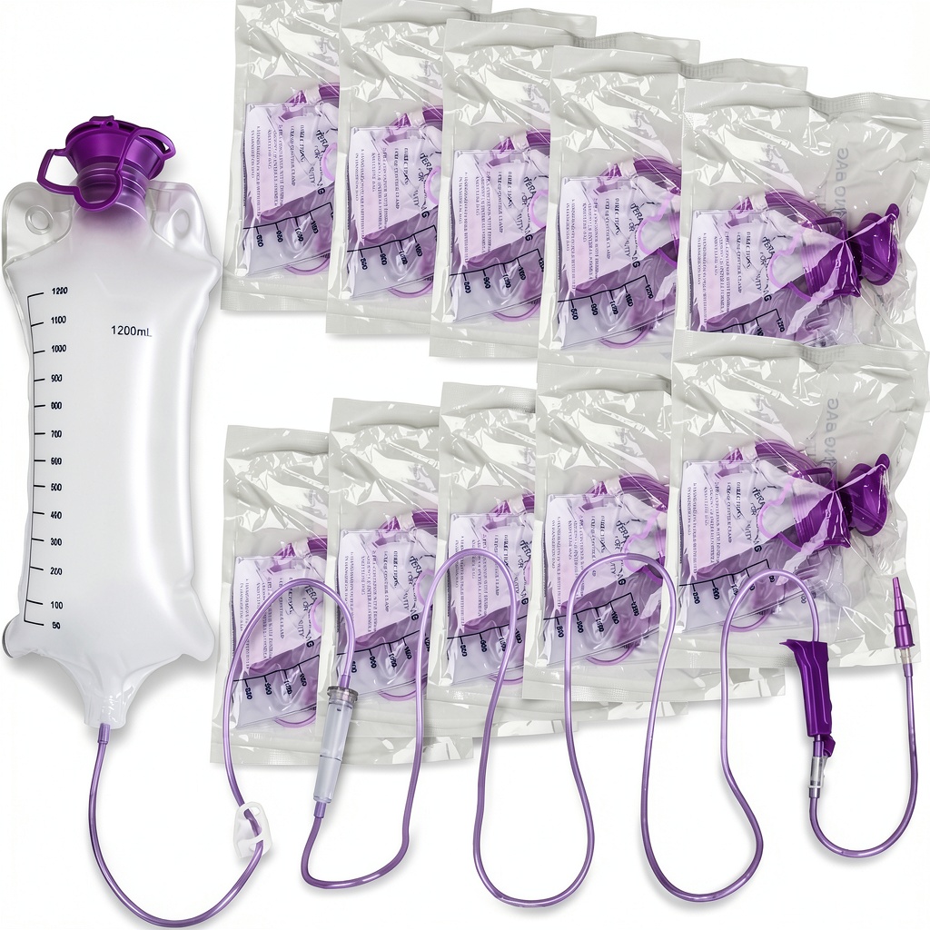 Installing VWJ Feeding Bags BPA Free Universal Connection 10 Pack on a wooden desk