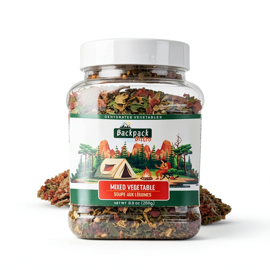 Dried mixed vegetables rehydrating in a pot