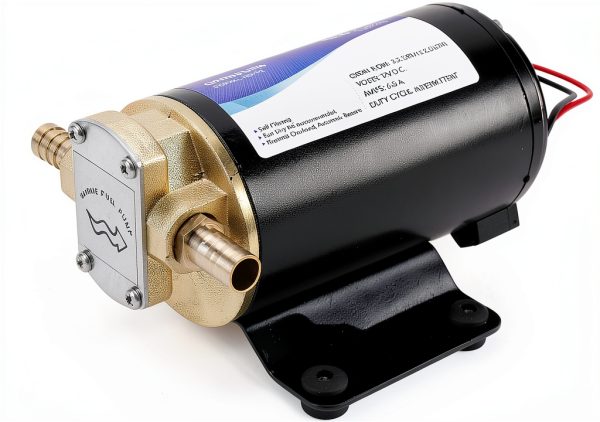 YaeMarine 12V 3.2GPM (12.0LPM) Impellor Gear Pump Self Priming Reversible for Diesel Lubricants Machinery Fuel Scavenge Oil Transfer (Black)-1